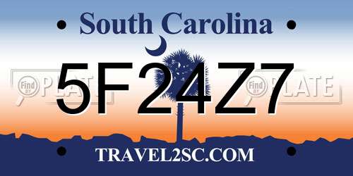 5F24Z7 South Carolina License Plate