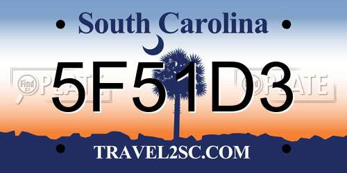 5F51D3 South Carolina License Plate