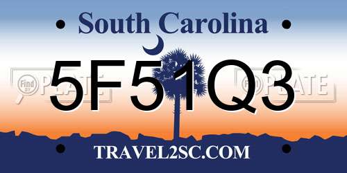 5F51Q3 South Carolina License Plate