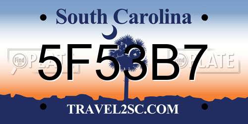 5F53B7 South Carolina License Plate