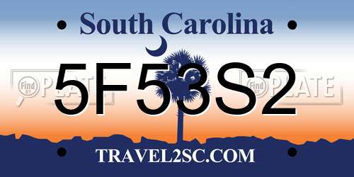 5F53S2 South Carolina License Plate