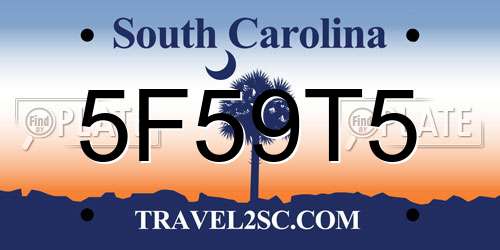 5F59T5 South Carolina License Plate