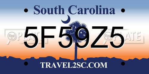 5F59Z5 South Carolina License Plate