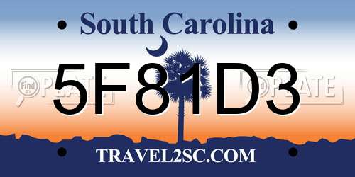 5F81D3 South Carolina License Plate