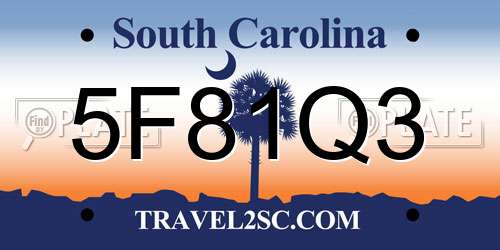 5F81Q3 South Carolina License Plate