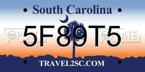 5F89T5 South Carolina License Plate