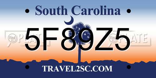 5F89Z5 South Carolina License Plate
