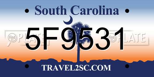 5F9531 South Carolina License Plate