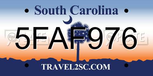 5FAF976 South Carolina License Plate