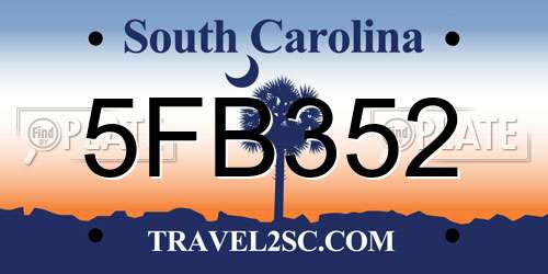 5FB352 South Carolina License Plate