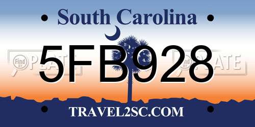 5FB928 South Carolina License Plate