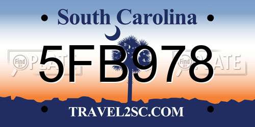 5FB978 South Carolina License Plate