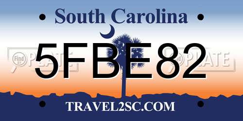 5FBE82 South Carolina License Plate