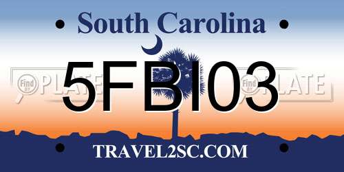 5FBI03 South Carolina License Plate