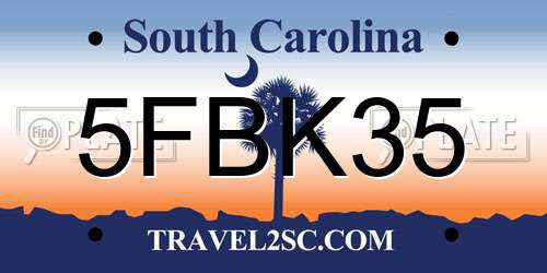 5FBK35 South Carolina License Plate