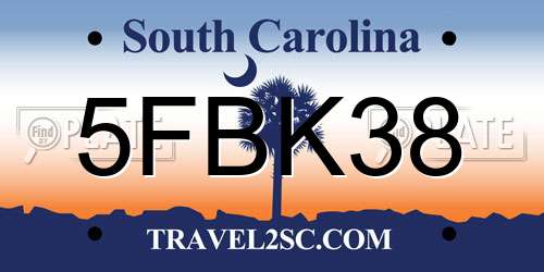 5FBK38 South Carolina License Plate