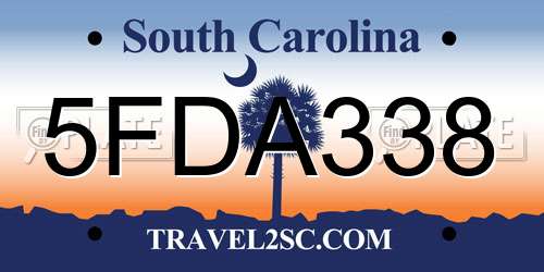 5FDA338 South Carolina License Plate