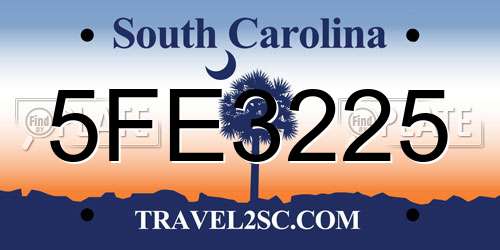 5FE3225 South Carolina License Plate