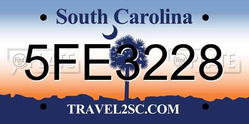 5FE3228 South Carolina License Plate