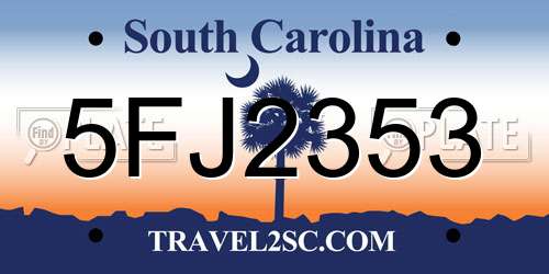 5FJ2353 South Carolina License Plate