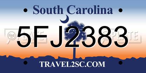 5FJ2383 South Carolina License Plate