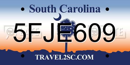 5FJE609 South Carolina License Plate