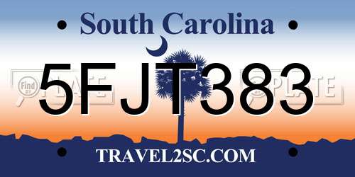 5FJT383 South Carolina License Plate