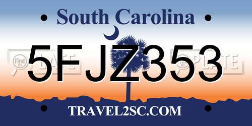 5FJZ353 South Carolina License Plate