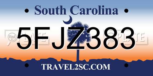 5FJZ383 South Carolina License Plate