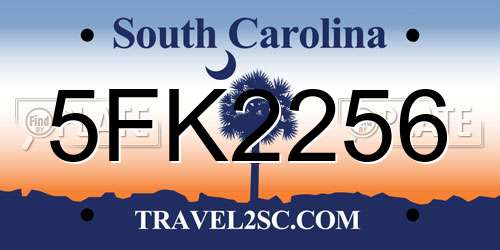 5FK2256 South Carolina License Plate