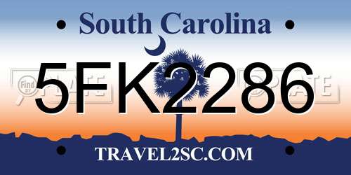 5FK2286 South Carolina License Plate