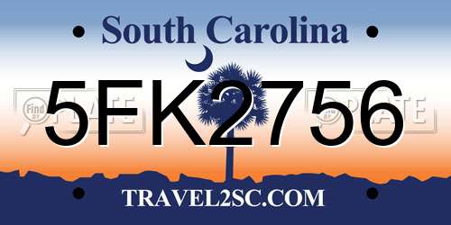 5FK2756 South Carolina License Plate