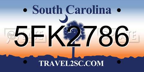 5FK2786 South Carolina License Plate