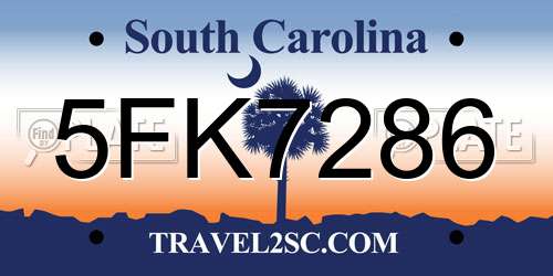 5FK7286 South Carolina License Plate