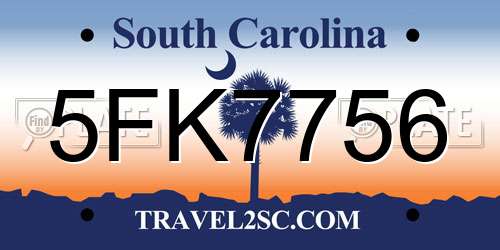 5FK7756 South Carolina License Plate