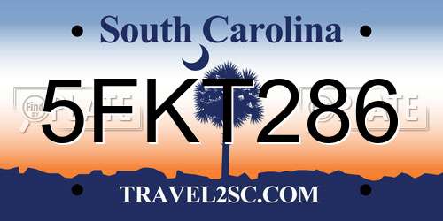 5FKT286 South Carolina License Plate