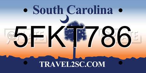 5FKT786 South Carolina License Plate