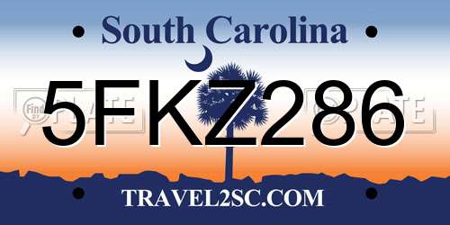 5FKZ286 South Carolina License Plate