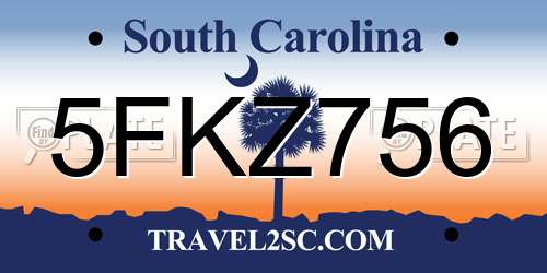 5FKZ756 South Carolina License Plate