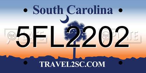 5FL2202 South Carolina License Plate