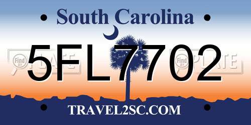 5FL7702 South Carolina License Plate