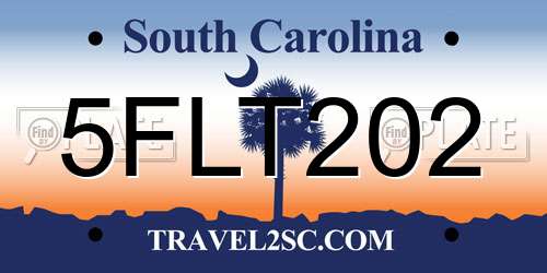 5FLT202 South Carolina License Plate