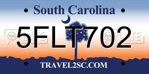 5FLT702 South Carolina License Plate