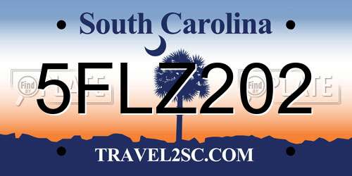 5FLZ202 South Carolina License Plate