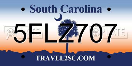 5FLZ707 South Carolina License Plate