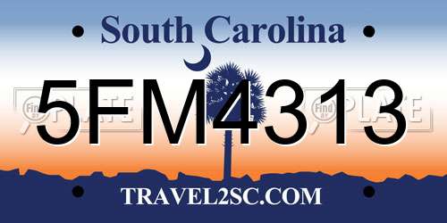 5FM4313 South Carolina License Plate