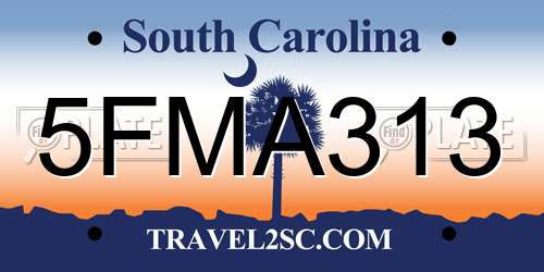 5FMA313 South Carolina License Plate