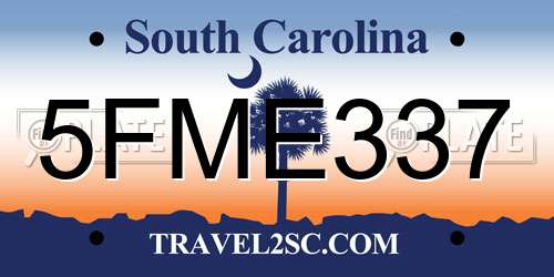 5FME337 South Carolina License Plate
