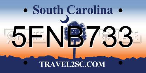 5FNB733 South Carolina License Plate