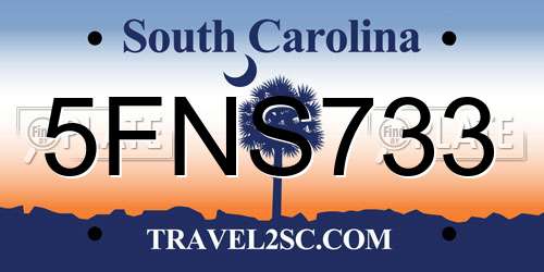 5FNS733 South Carolina License Plate